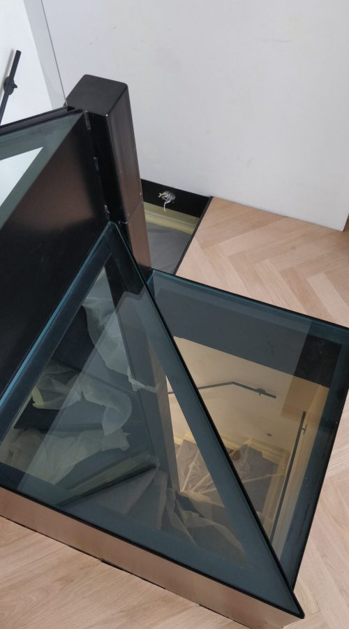 escalier palier en verre